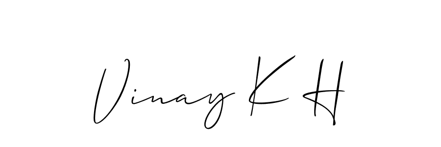 The best way (Allison_Script) to make a short signature is to pick only two or three words in your name. The name Vinay K H include a total of six letters. For converting this name. Vinay K H signature style 2 images and pictures png