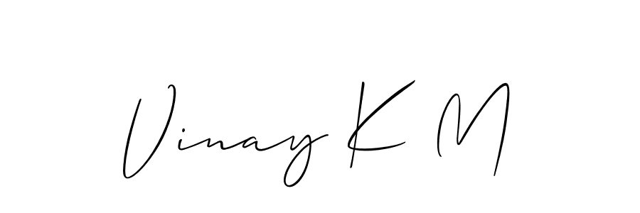 if you are searching for the best signature style for your name Vinay K M. so please give up your signature search. here we have designed multiple signature styles  using Allison_Script. Vinay K M signature style 2 images and pictures png