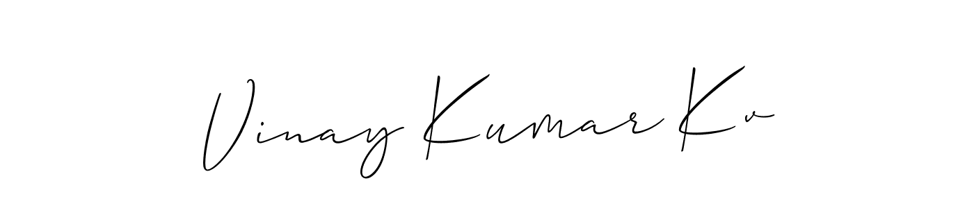 Use a signature maker to create a handwritten signature online. With this signature software, you can design (Allison_Script) your own signature for name Vinay Kumar Kv. Vinay Kumar Kv signature style 2 images and pictures png