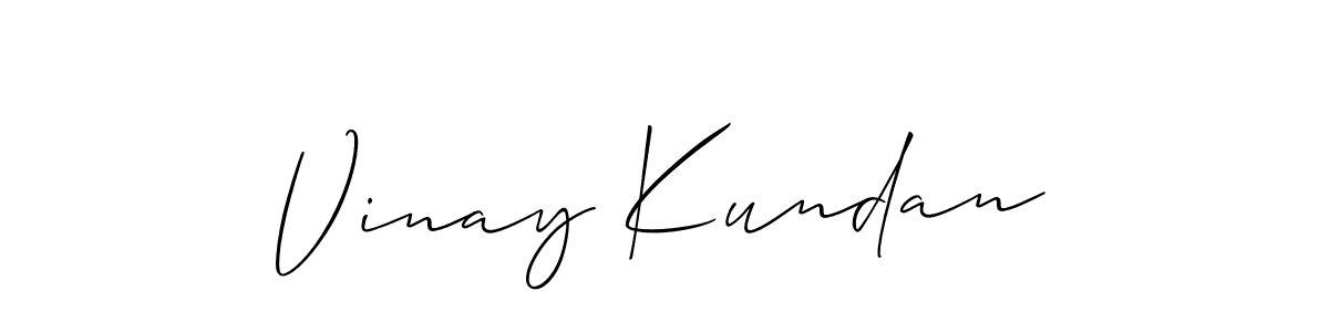 The best way (Allison_Script) to make a short signature is to pick only two or three words in your name. The name Vinay Kundan include a total of six letters. For converting this name. Vinay Kundan signature style 2 images and pictures png