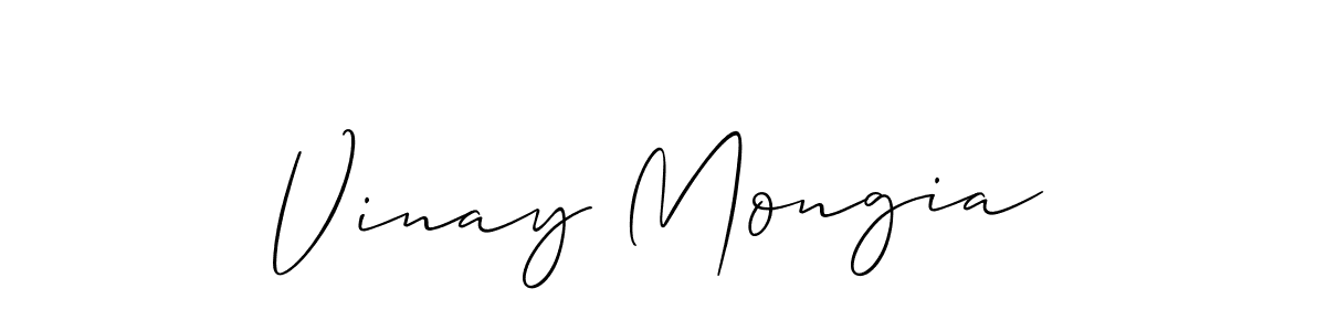 Create a beautiful signature design for name Vinay Mongia. With this signature (Allison_Script) fonts, you can make a handwritten signature for free. Vinay Mongia signature style 2 images and pictures png