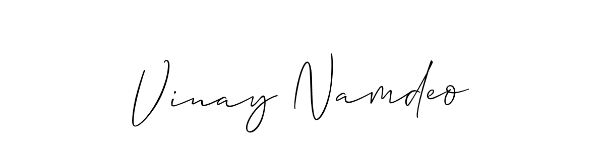 Also You can easily find your signature by using the search form. We will create Vinay Namdeo name handwritten signature images for you free of cost using Allison_Script sign style. Vinay Namdeo signature style 2 images and pictures png