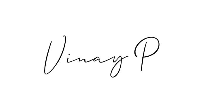 Also we have Vinay P name is the best signature style. Create professional handwritten signature collection using Allison_Script autograph style. Vinay P signature style 2 images and pictures png