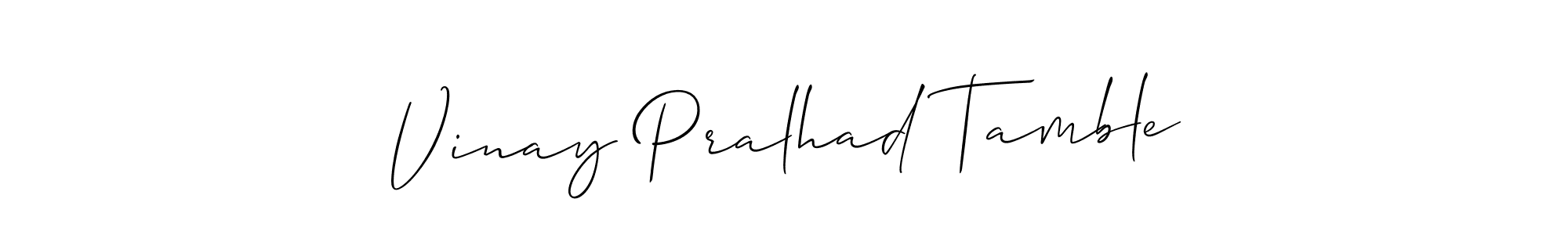 Allison_Script is a professional signature style that is perfect for those who want to add a touch of class to their signature. It is also a great choice for those who want to make their signature more unique. Get Vinay Pralhad Tamble name to fancy signature for free. Vinay Pralhad Tamble signature style 2 images and pictures png