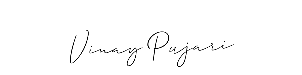 Vinay Pujari stylish signature style. Best Handwritten Sign (Allison_Script) for my name. Handwritten Signature Collection Ideas for my name Vinay Pujari. Vinay Pujari signature style 2 images and pictures png
