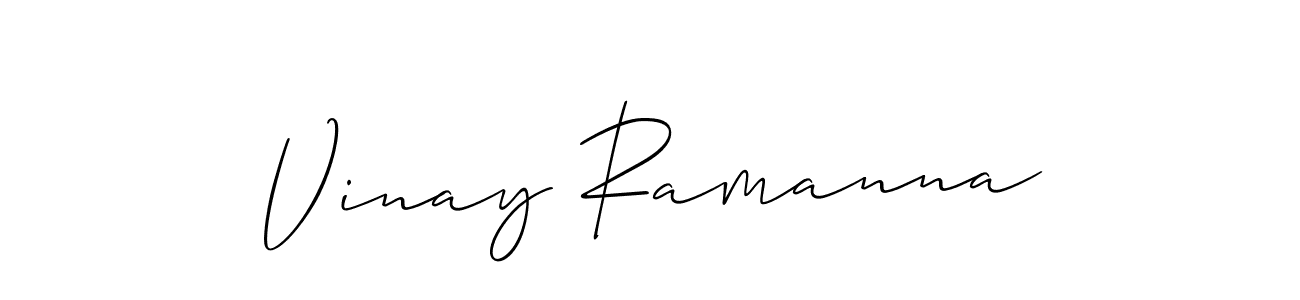How to make Vinay Ramanna name signature. Use Allison_Script style for creating short signs online. This is the latest handwritten sign. Vinay Ramanna signature style 2 images and pictures png