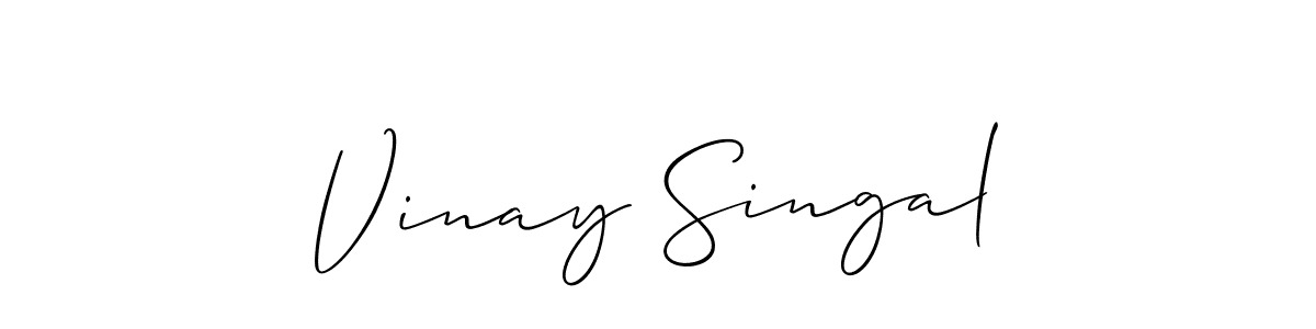How to make Vinay Singal name signature. Use Allison_Script style for creating short signs online. This is the latest handwritten sign. Vinay Singal signature style 2 images and pictures png