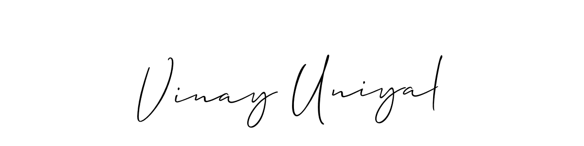 Use a signature maker to create a handwritten signature online. With this signature software, you can design (Allison_Script) your own signature for name Vinay Uniyal. Vinay Uniyal signature style 2 images and pictures png