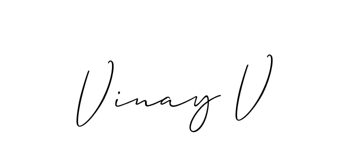 How to make Vinay V signature? Allison_Script is a professional autograph style. Create handwritten signature for Vinay V name. Vinay V signature style 2 images and pictures png