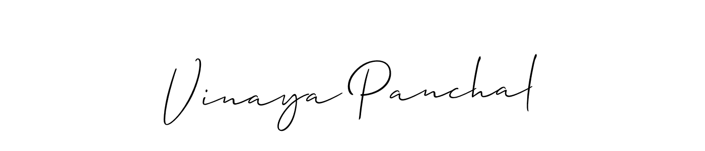 Allison_Script is a professional signature style that is perfect for those who want to add a touch of class to their signature. It is also a great choice for those who want to make their signature more unique. Get Vinaya Panchal name to fancy signature for free. Vinaya Panchal signature style 2 images and pictures png