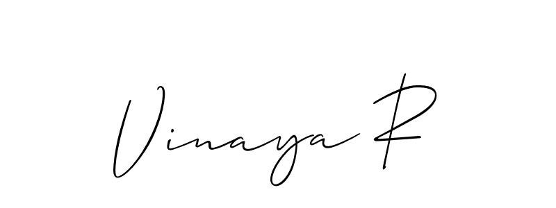 Use a signature maker to create a handwritten signature online. With this signature software, you can design (Allison_Script) your own signature for name Vinaya R. Vinaya R signature style 2 images and pictures png
