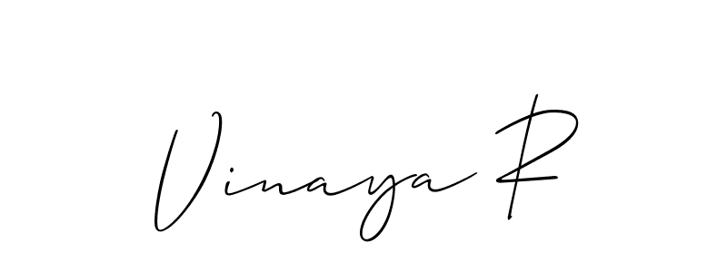 Allison_Script is a professional signature style that is perfect for those who want to add a touch of class to their signature. It is also a great choice for those who want to make their signature more unique. Get Vinaya R name to fancy signature for free. Vinaya R signature style 2 images and pictures png