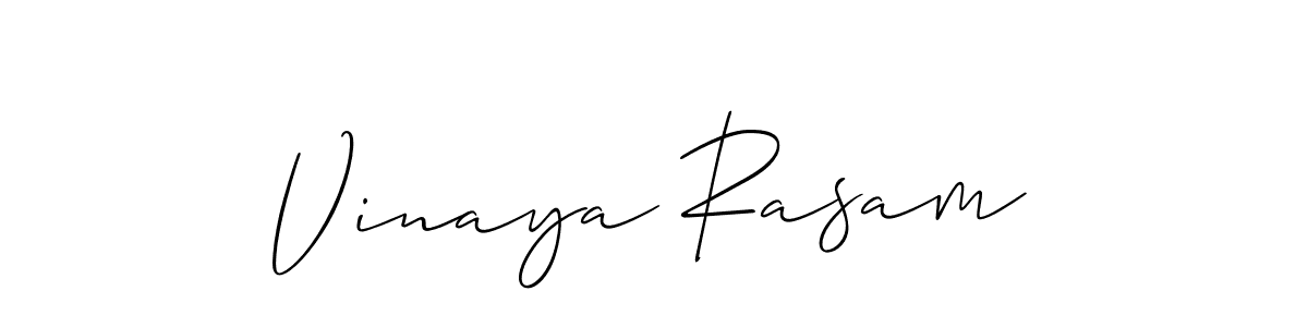 Make a beautiful signature design for name Vinaya Rasam. With this signature (Allison_Script) style, you can create a handwritten signature for free. Vinaya Rasam signature style 2 images and pictures png
