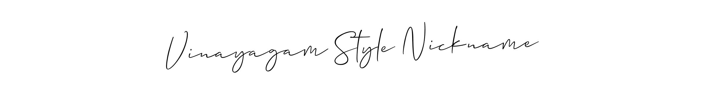 Also You can easily find your signature by using the search form. We will create Vinayagam Style Nickname name handwritten signature images for you free of cost using Allison_Script sign style. Vinayagam Style Nickname signature style 2 images and pictures png