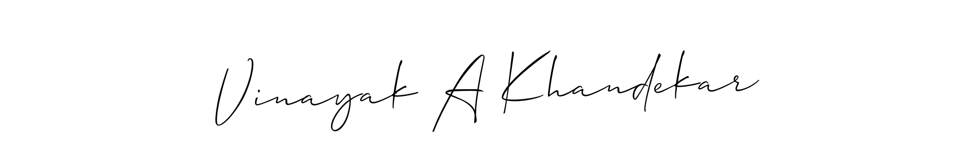 if you are searching for the best signature style for your name Vinayak A Khandekar. so please give up your signature search. here we have designed multiple signature styles  using Allison_Script. Vinayak A Khandekar signature style 2 images and pictures png