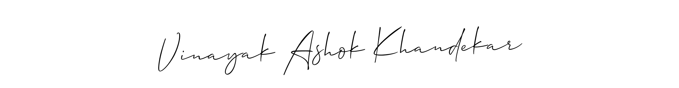 if you are searching for the best signature style for your name Vinayak Ashok Khandekar. so please give up your signature search. here we have designed multiple signature styles  using Allison_Script. Vinayak Ashok Khandekar signature style 2 images and pictures png