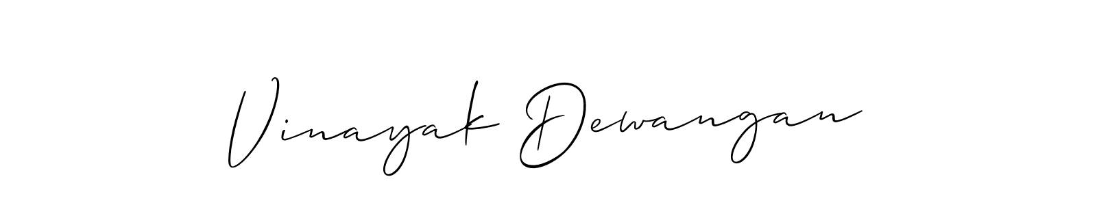 Create a beautiful signature design for name Vinayak Dewangan. With this signature (Allison_Script) fonts, you can make a handwritten signature for free. Vinayak Dewangan signature style 2 images and pictures png
