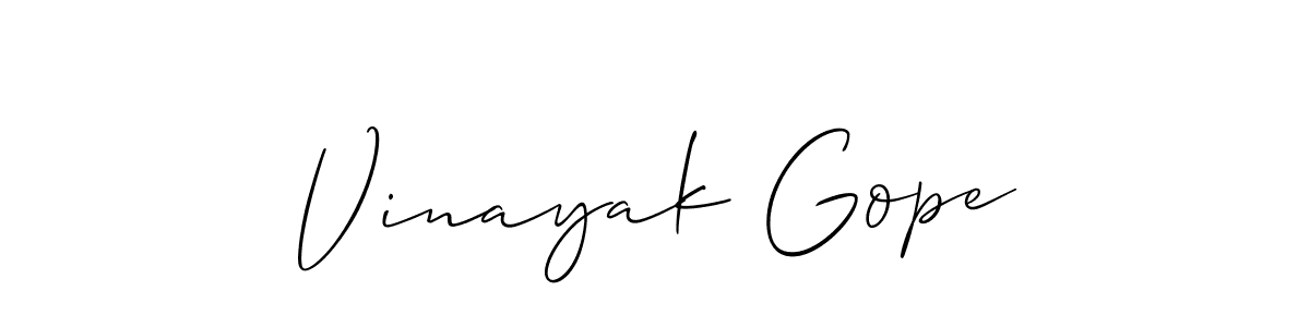 Allison_Script is a professional signature style that is perfect for those who want to add a touch of class to their signature. It is also a great choice for those who want to make their signature more unique. Get Vinayak Gope name to fancy signature for free. Vinayak Gope signature style 2 images and pictures png