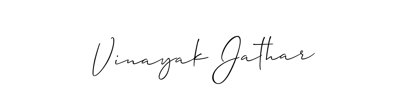 How to make Vinayak Jathar name signature. Use Allison_Script style for creating short signs online. This is the latest handwritten sign. Vinayak Jathar signature style 2 images and pictures png