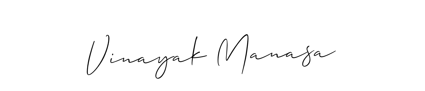 How to make Vinayak Manasa name signature. Use Allison_Script style for creating short signs online. This is the latest handwritten sign. Vinayak Manasa signature style 2 images and pictures png