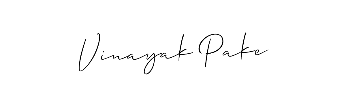 How to make Vinayak Pake name signature. Use Allison_Script style for creating short signs online. This is the latest handwritten sign. Vinayak Pake signature style 2 images and pictures png