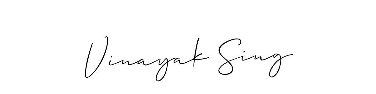 Create a beautiful signature design for name Vinayak Sing. With this signature (Allison_Script) fonts, you can make a handwritten signature for free. Vinayak Sing signature style 2 images and pictures png