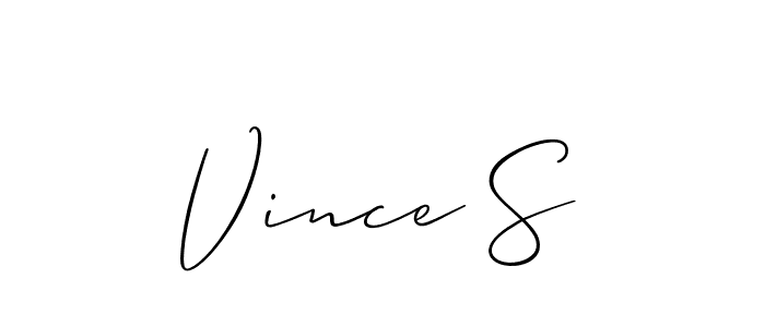 It looks lik you need a new signature style for name Vince S. Design unique handwritten (Allison_Script) signature with our free signature maker in just a few clicks. Vince S signature style 2 images and pictures png
