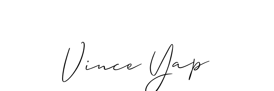 Also You can easily find your signature by using the search form. We will create Vince Yap name handwritten signature images for you free of cost using Allison_Script sign style. Vince Yap signature style 2 images and pictures png