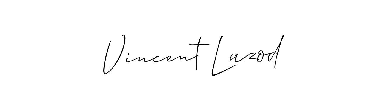 It looks lik you need a new signature style for name Vincent Luzod. Design unique handwritten (Allison_Script) signature with our free signature maker in just a few clicks. Vincent Luzod signature style 2 images and pictures png