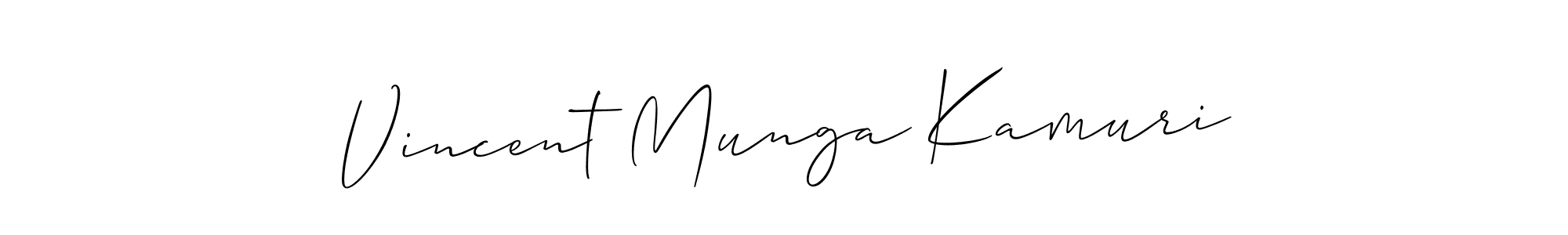 Make a short Vincent Munga Kamuri signature style. Manage your documents anywhere anytime using Allison_Script. Create and add eSignatures, submit forms, share and send files easily. Vincent Munga Kamuri signature style 2 images and pictures png