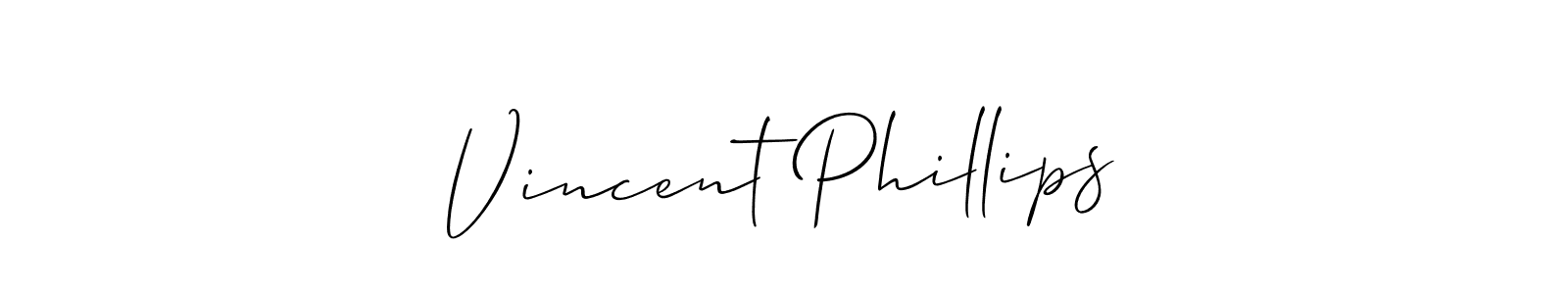 Make a beautiful signature design for name Vincent Phillips. With this signature (Allison_Script) style, you can create a handwritten signature for free. Vincent Phillips signature style 2 images and pictures png