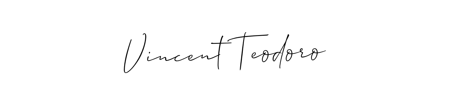 Create a beautiful signature design for name Vincent Teodoro. With this signature (Allison_Script) fonts, you can make a handwritten signature for free. Vincent Teodoro signature style 2 images and pictures png