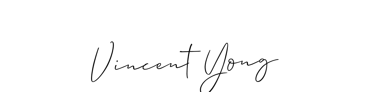 Use a signature maker to create a handwritten signature online. With this signature software, you can design (Allison_Script) your own signature for name Vincent Yong. Vincent Yong signature style 2 images and pictures png