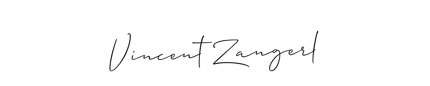 Make a beautiful signature design for name Vincent Zangerl. With this signature (Allison_Script) style, you can create a handwritten signature for free. Vincent Zangerl signature style 2 images and pictures png