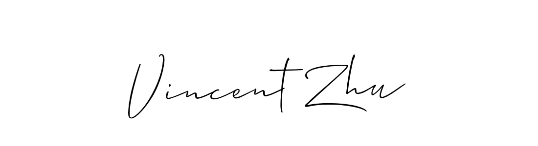 The best way (Allison_Script) to make a short signature is to pick only two or three words in your name. The name Vincent Zhu include a total of six letters. For converting this name. Vincent Zhu signature style 2 images and pictures png