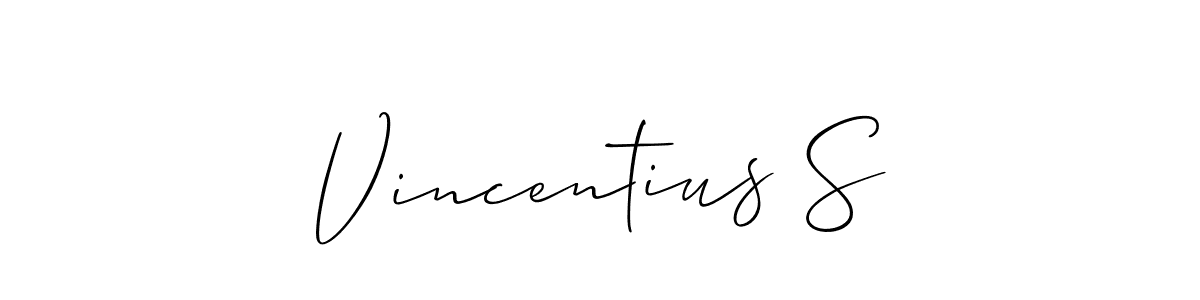Similarly Allison_Script is the best handwritten signature design. Signature creator online .You can use it as an online autograph creator for name Vincentius S. Vincentius S signature style 2 images and pictures png