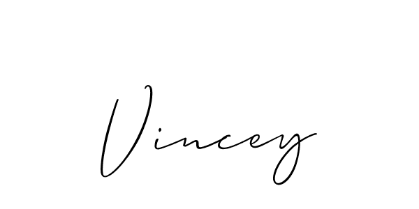 How to make Vincey name signature. Use Allison_Script style for creating short signs online. This is the latest handwritten sign. Vincey signature style 2 images and pictures png