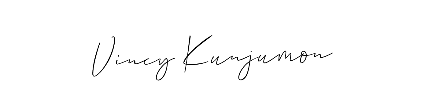 Design your own signature with our free online signature maker. With this signature software, you can create a handwritten (Allison_Script) signature for name Vincy Kunjumon. Vincy Kunjumon signature style 2 images and pictures png