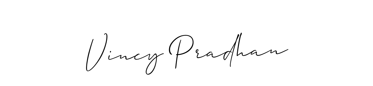 Use a signature maker to create a handwritten signature online. With this signature software, you can design (Allison_Script) your own signature for name Vincy Pradhan. Vincy Pradhan signature style 2 images and pictures png