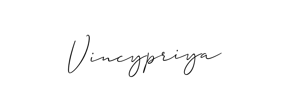 Make a short Vincypriya signature style. Manage your documents anywhere anytime using Allison_Script. Create and add eSignatures, submit forms, share and send files easily. Vincypriya signature style 2 images and pictures png