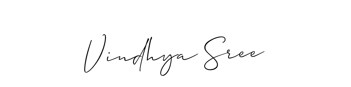 The best way (Allison_Script) to make a short signature is to pick only two or three words in your name. The name Vindhya Sree include a total of six letters. For converting this name. Vindhya Sree signature style 2 images and pictures png