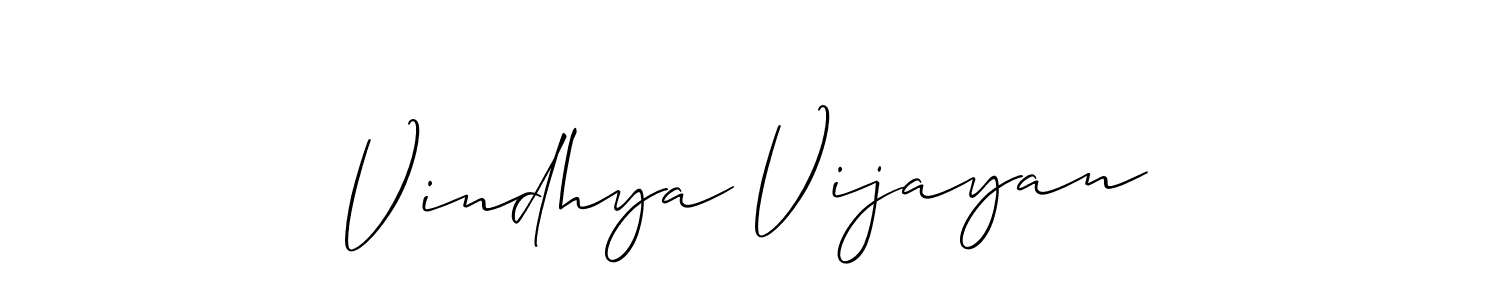 How to make Vindhya Vijayan name signature. Use Allison_Script style for creating short signs online. This is the latest handwritten sign. Vindhya Vijayan signature style 2 images and pictures png