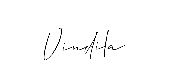 Create a beautiful signature design for name Vindila. With this signature (Allison_Script) fonts, you can make a handwritten signature for free. Vindila signature style 2 images and pictures png
