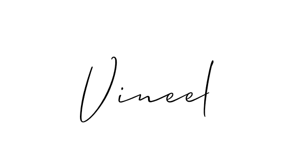 Allison_Script is a professional signature style that is perfect for those who want to add a touch of class to their signature. It is also a great choice for those who want to make their signature more unique. Get Vineel name to fancy signature for free. Vineel signature style 2 images and pictures png