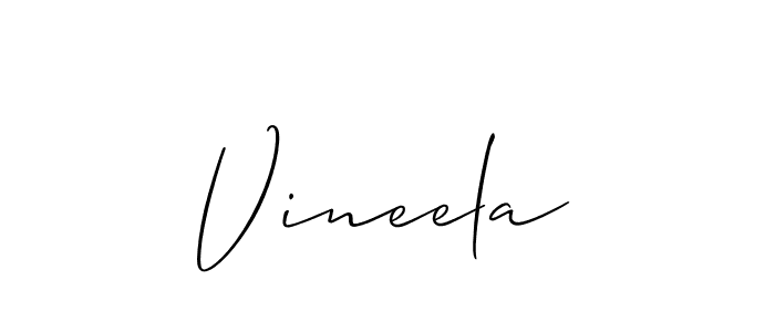 Make a short Vineela signature style. Manage your documents anywhere anytime using Allison_Script. Create and add eSignatures, submit forms, share and send files easily. Vineela signature style 2 images and pictures png