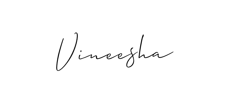 Make a beautiful signature design for name Vineesha. With this signature (Allison_Script) style, you can create a handwritten signature for free. Vineesha signature style 2 images and pictures png