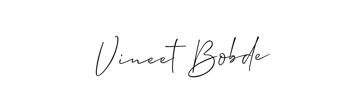 Use a signature maker to create a handwritten signature online. With this signature software, you can design (Allison_Script) your own signature for name Vineet Bobde. Vineet Bobde signature style 2 images and pictures png