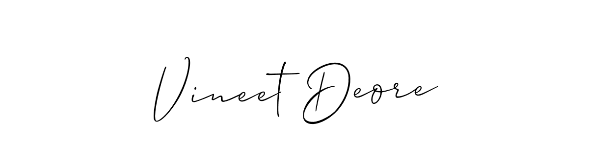 How to Draw Vineet Deore signature style? Allison_Script is a latest design signature styles for name Vineet Deore. Vineet Deore signature style 2 images and pictures png