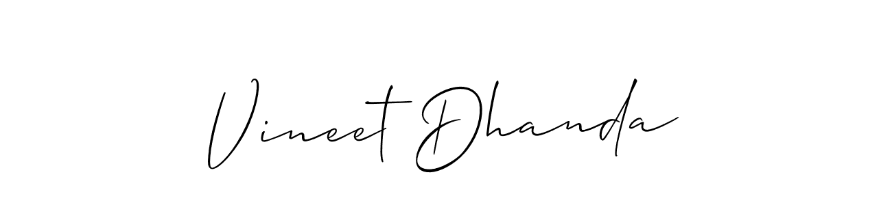How to Draw Vineet Dhanda signature style? Allison_Script is a latest design signature styles for name Vineet Dhanda. Vineet Dhanda signature style 2 images and pictures png
