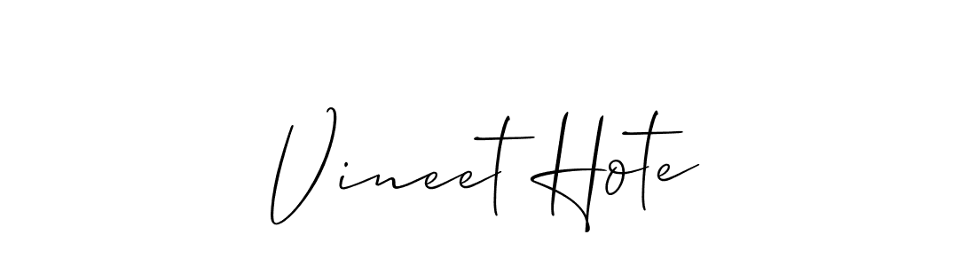 Similarly Allison_Script is the best handwritten signature design. Signature creator online .You can use it as an online autograph creator for name Vineet Hote. Vineet Hote signature style 2 images and pictures png